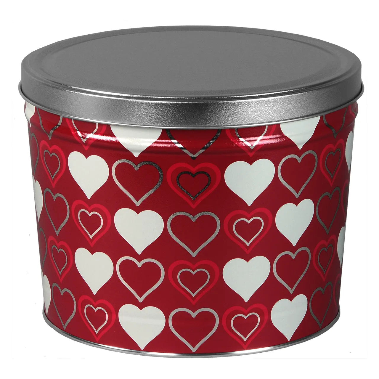 2 Gallon Hearts Popcorn Tin