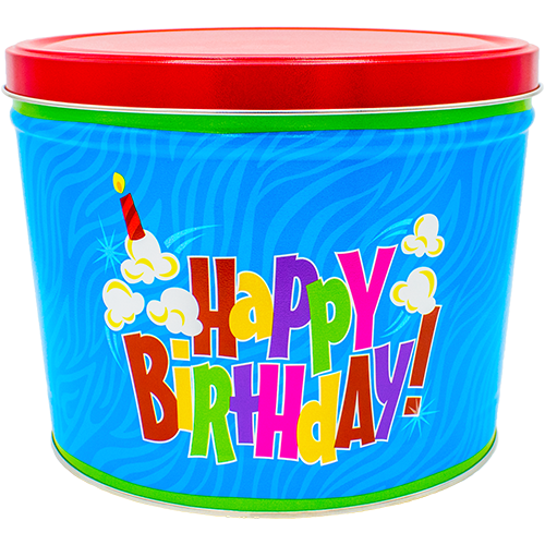 2 Gallon Happy Birthday Popcorn Tin
