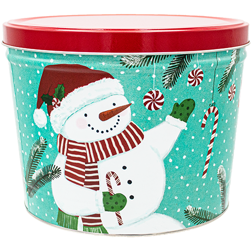 2 Gallon Peppermint Snowman Tin