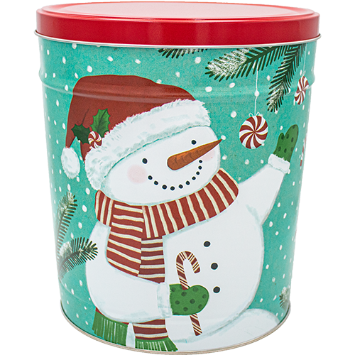 3.5 Gallon Peppermint Snowman Tin