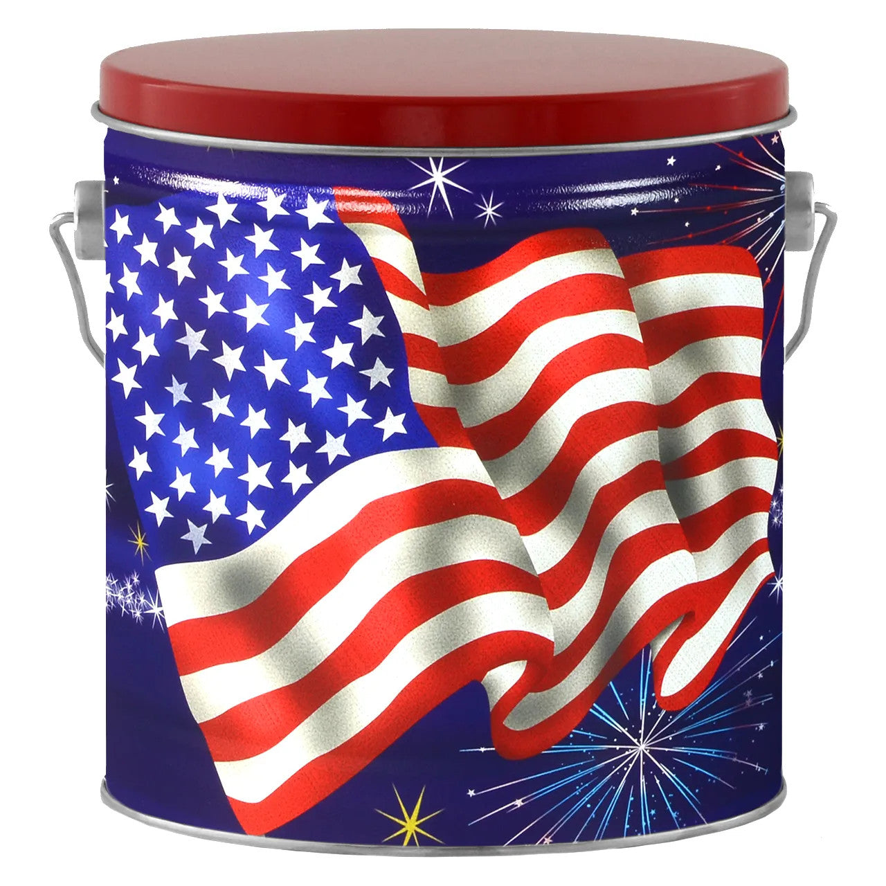 1 Gallon Star Spangled American Flag Popcorn Tin