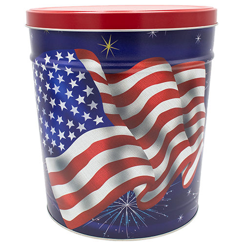 3.5 Gallon Star Spangled American Flag Popcorn Tin