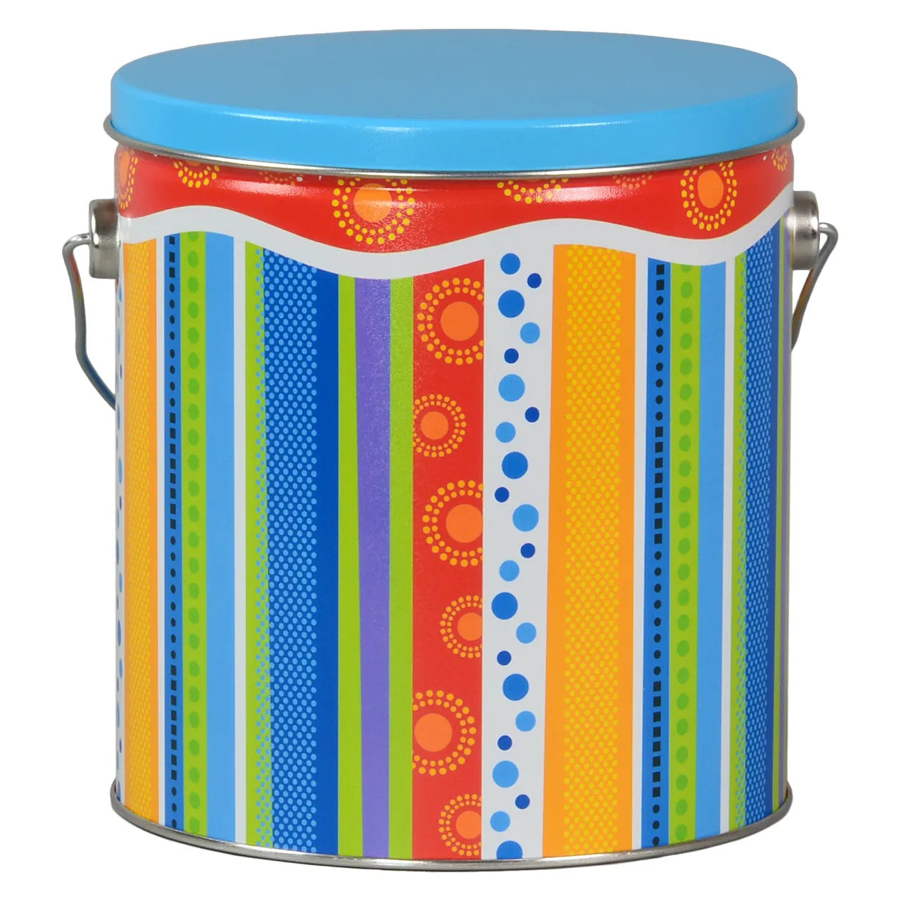 1 Gallon Stripes Just for Fun Popcorn Tin