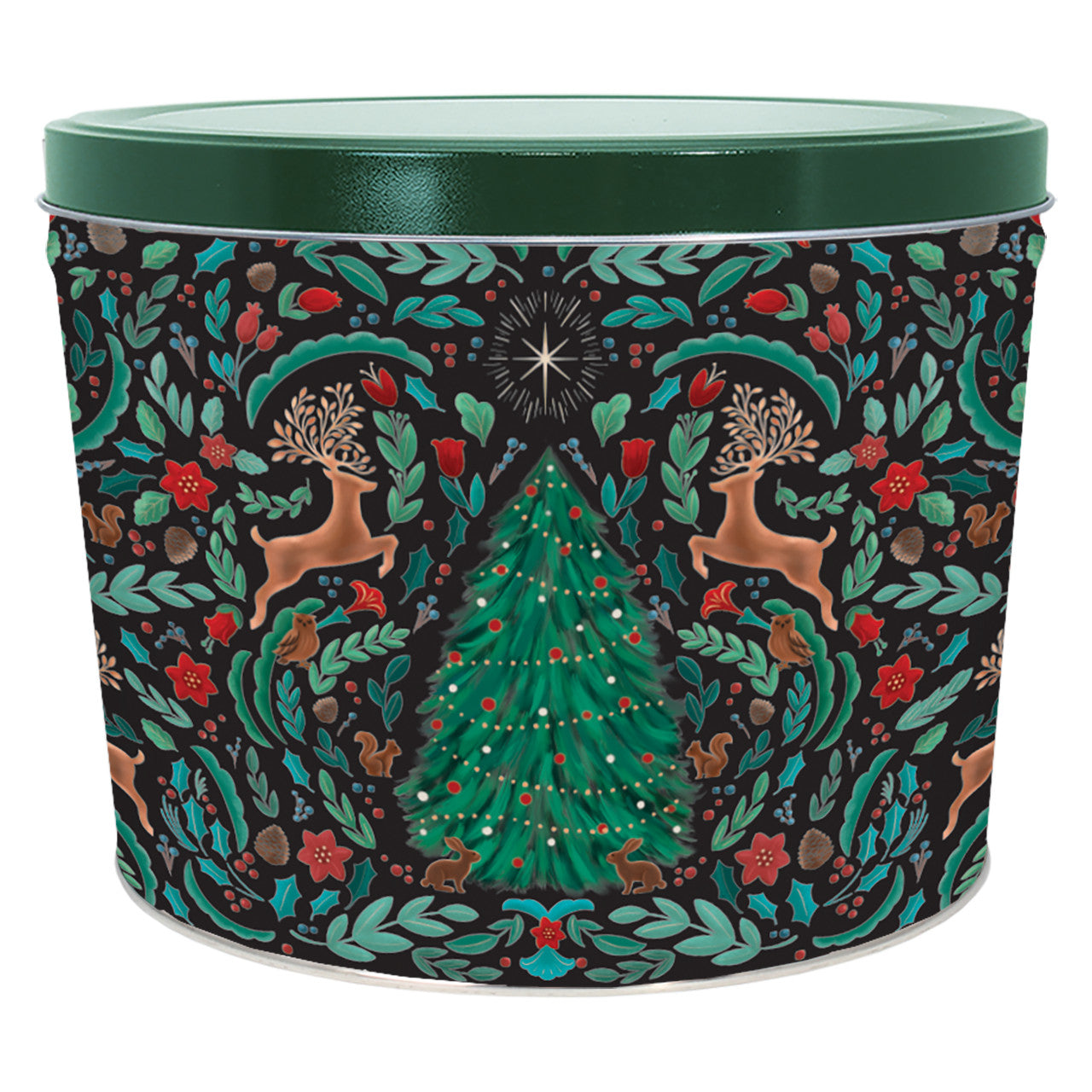 2 Gallon Woodland Winter Popcorn Tin
