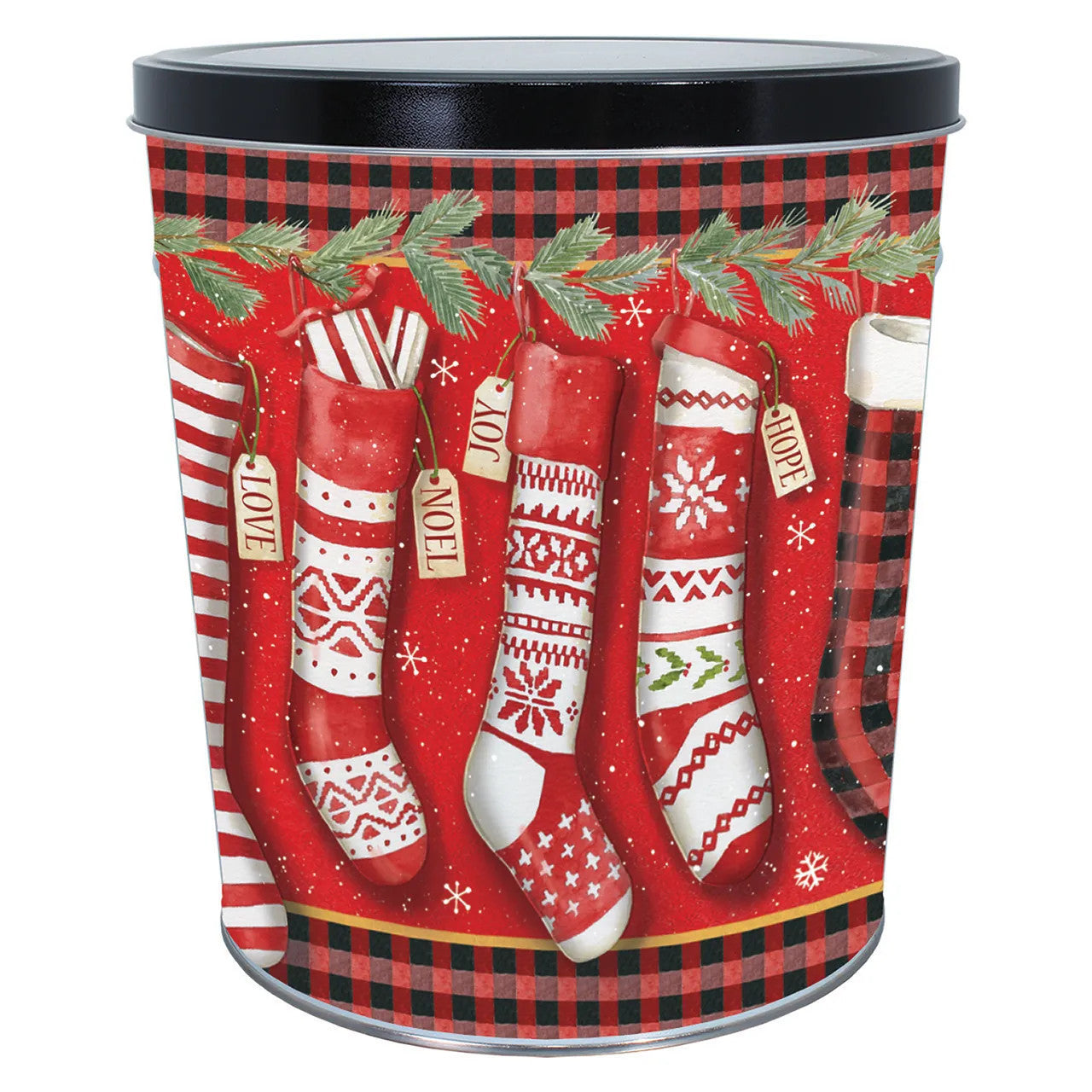 3.5 Gallon Xmas Stockings Popcorn Tin